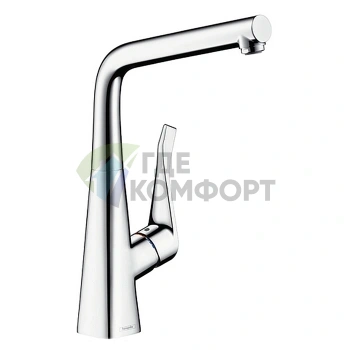 Кухонный смеситель Hansgrohe Metris с выдвижным и поворотным изливом, хром (14823000) - фото 1