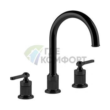 Смеситель для раковины GESSI VENTI20 на 3 отверстия, матовый черный (65015#299) - фото 1