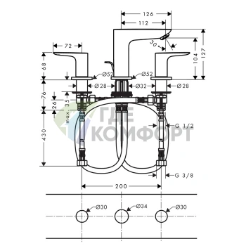 Смеситель для раковины Hansgrohe Talis E 150 мм, 3 отверстия, хром (71733000) - фото 2
