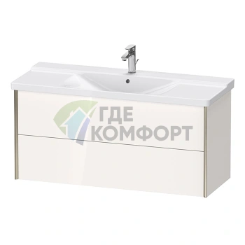 Тумба подвесная Duravit XViu 565x1210x469мм для раковины 233212, 2 ящика, белый глянцевый/champagne matt (XV41180B122) - фото 1
