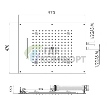 Верхний душ BOSSINI DREAM/2 с LED-подсветкой, 2 режима, черный матовый (H38915.073) - фото 2