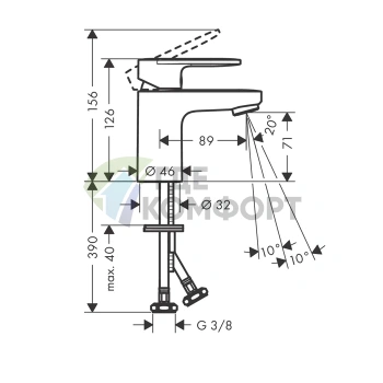 Смеситель для раковины Hansgrohe Vernis Blend матовый черный (71558670) - фото 2