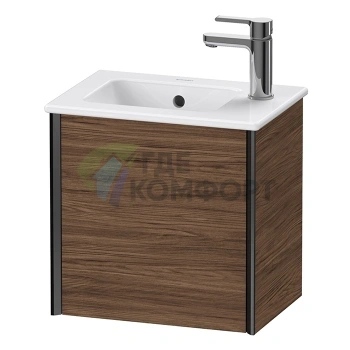 Тумба подвесная Duravit XViu 557x510x420 мм для раковины 072343, 1 дверь (петли справа), цвет Walnut Dark/черный матовый (XV4024RB221) - фото 1