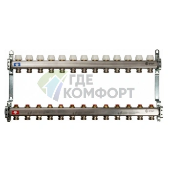 Коллектор STOUT SMS 0922 000013 на 13 выходов, из нержавеющей стали без расходомеров - фото 2