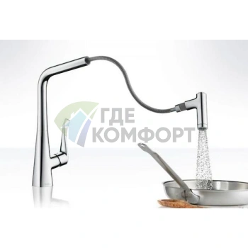 Смеситель Hansgrohe Metris Select 14884000 для кухни с выдвижной лейкой - фото 4