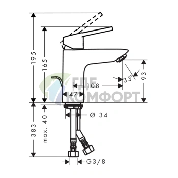 Смеситель для раковины Hansgrohe Novus Loop с донным клапаном, хром (71081000) - фото 2