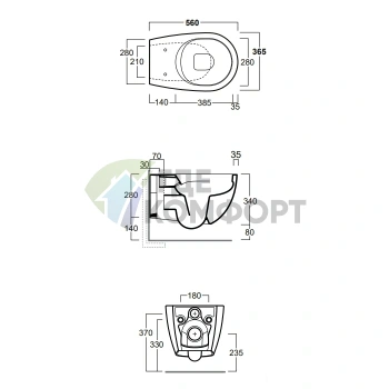 Подвесной унитаз SIMAS Vignoni Rimless 56x36,5 см безободковый, цвет cemento matt (F85) (VI18 cemento matt ) - фото 2