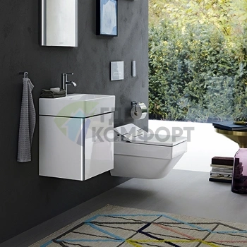 База под раковину Duravit XSquare 434x340x397 мм с левой дверцей, белый глянец для модели 073245 (XS4060L2222) - фото 1