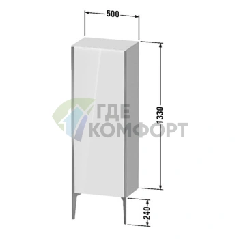 Шкаф подвесной Duravit XViu 1330x500x360 мм с 3 стеклянными полками (цвет: walnut dark, петли слева) (XV1326LB221) - фото 2