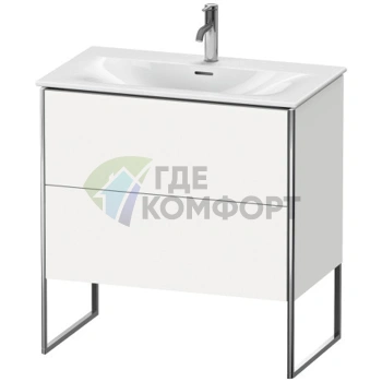 Тумба напольная Duravit XSquare под раковину с двумя ящиками и регулируемыми ножками, 592x810x478 мм, цвет White High Gloss (XS452402222) - фото 1