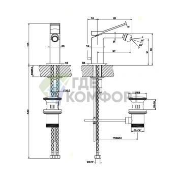 Смеситель для биде Gessi Rettangolo K настенный, черный (53007#299) - фото 2
