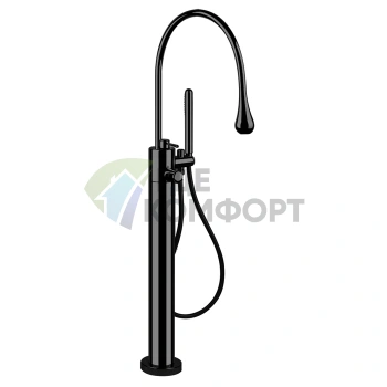 Напольный термостатический смеситель Gessi Goccia для ванны с ручным душем, матовый черный (24978#299) - фото 1