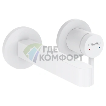 Смеситель для раковины Hansgrohe Finoris: настенный однорычажный с высотой излива 168 мм в матово-белом исполнении (76051700) - фото 1