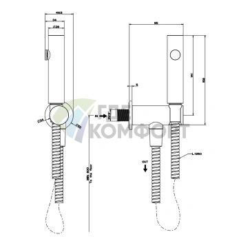 Комплект гигиенического душа Gessi Cono в цвете Finox (45123#149) - фото 2