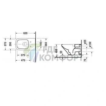 Унитаз подвесной Duravit DuraStyle безободковый 620х370 мм, белый (2542090000) - фото 2