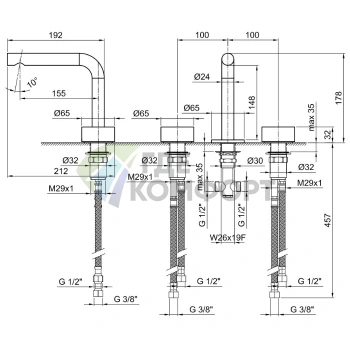 Смеситель для раковины Fantini AF/21 с изливом 155 мм в цвете Matt Gun Metal (27 P5 A204WF) - фото 2