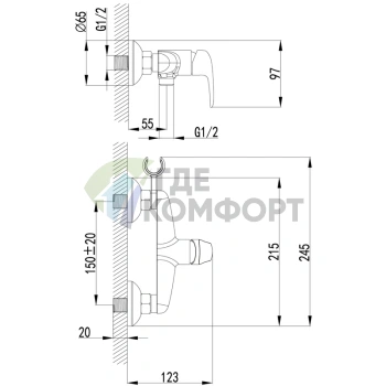 Смеситель для ванны Lemark Pramen LM3318B с гигиеническим душем в бронзе - фото 2