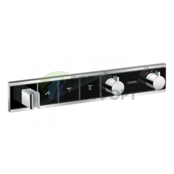 Термостат для душа Hansgrohe RainSelect на 3 источника: черный/хром с держателем (15356600) - фото 1