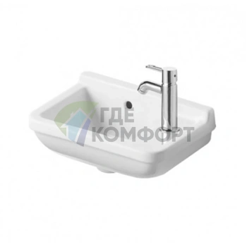 Раковина Duravit Starck 3 400x260 мм, белая, с переливом и правым креплением для смесителя (751400000) - фото 3