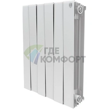 Радиатор биметаллический Royal Thermo Piano Forte 500 bianco traffico 6 секций-белый - фото 1