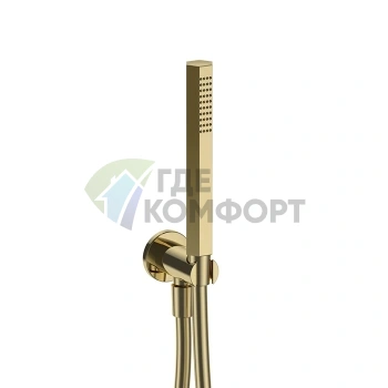 Душевой набор Fantini Venezia в золотом цвете: лейка, шланг и держатель (29 01 5943) - фото 1