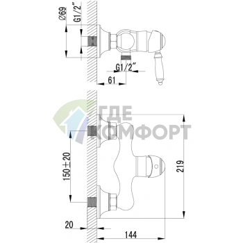 Смеситель для душа Lemark Villa LM4803B - фото 2