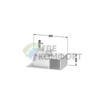 Подвесная тумбочка Duravit D-Neo Compact, 260x800x480 мм, белая глянцевая (DE491802222) - фото 2