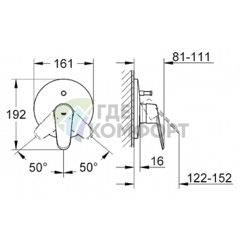 Смеситель Grohe Eurodisc Cosmopolitan для ванны и душа с термостатом - фото 1