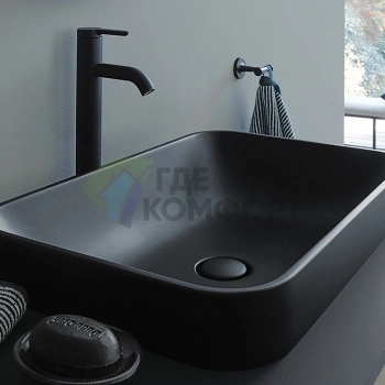 Раковина Duravit Happy D2 Plus 600х400 мм без перелива с керамической крышкой цвет Anthracite matt (2359601300) - фото 1