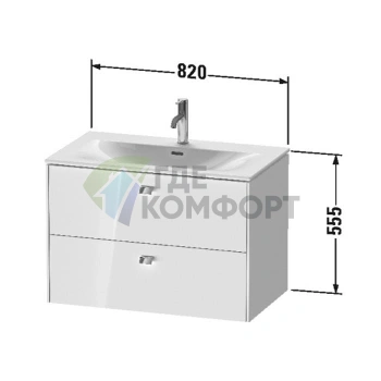 Тумба подвесная Duravit Brioso 234483 White High Gloss, 2 ящика, 555x820x479 мм (BR431202222) - фото 2