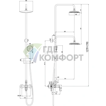 Душевая стойка Lemark Omega LM3160C: Смеситель для душа с верхним изливом, хром - фото 4