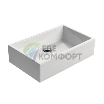 Накладная раковина GSI Kube 60x38 см без перелива и отверстия под смеситель, белая - фото 1