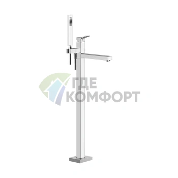 Напольный смеситель для ванны Gessi Rettangolo с ручным душем (хром) (53129#031) - фото 1