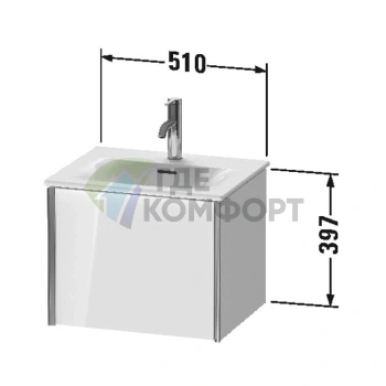 Тумба подвесная Duravit XViu 510x420x397 мм для раковины, цвет walnut dark/черный матовый (XV40310B221) - фото 2