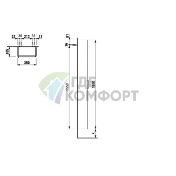 Шкаф высокий Laufen Base 350x1855x1650 мм, правая дверца, белый матовый (4.0264.2.110.260.1) - фото 2