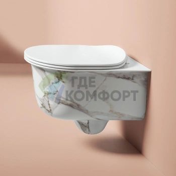 Унитаз подвесной безободковый Artceram CHIC 38×53 см с креплением, отделка Calacatta (CHV001 94 00) - фото 1