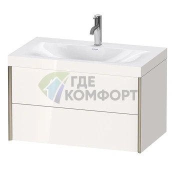 Подвесная тумба Duravit XViu с раковиной, 2 ящика, белый глянцевый/champagne matt (XV4615OB122C) - фото 1