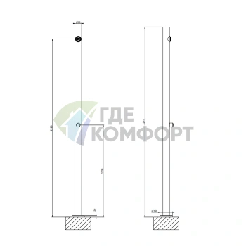 Наружные части для уличной душевой стойки GESSI Origini Steel Brushed (арт. 66211) (63209#239) - фото 2