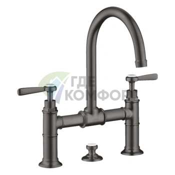 Смеситель для раковины AX Montr 220 с донным клапаном, цвет шлифованный черный хром (16511340) - фото 1