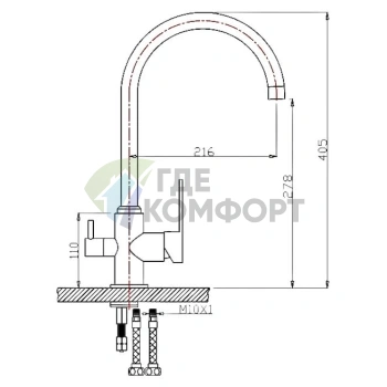 Смеситель для кухни Zorg Clean Water ZR 317 YF-33 BR в цвете браш - фото 2