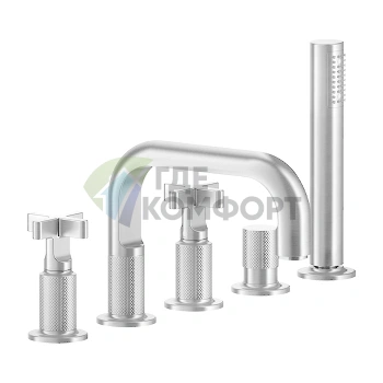 Смеситель для ванны GESSI INCISO с изливом, переключателем и ручным душем 1,5 м, хром (58140#031) - фото 1