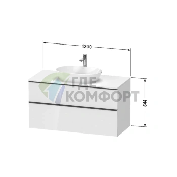 Подвесная тумба Duravit D-Neo с 2 ящиками, 644x1200x550 мм, белый глянец (DE496902222) - фото 2