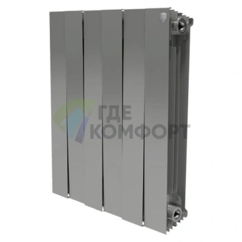 Радиатор биметаллический Royal Thermo Piano Forte 500 Silver Satin 6 секций-серебристый - фото 1