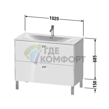 Тумба напольная под раковину Duravit Brioso 234410 White High Gloss (BR451302222) - фото 2