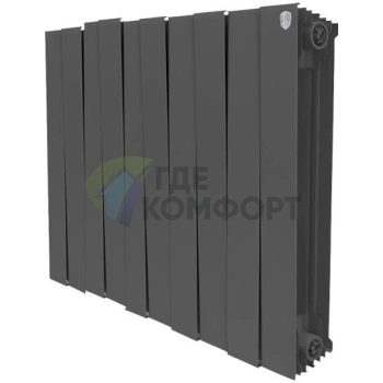 Радиатор биметаллический Royal Thermo Piano Forte 500 noir sable 10 секций-черный - фото 1