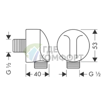Подводка для скрытого смесителя HG Fixfit E, шланговая, G1/2, хром (27454000) - фото 2