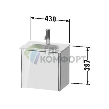 Подвесная тумба Duravit XSquare 073345 White High Gloss, 397x430x308 мм (XS4220L2222) - фото 2