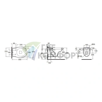 Подвесной унитаз AZZURRA JUBILAEUM 55x40 см белый с системой инсталляции KTT2000CF (JUB100/SOSK bi)) - фото 2