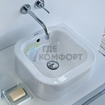 Раковина DURAVIT Happy D2 40x40 см белая без отверстия, со сливом-переливом и креплением (2314400000) - фото 1