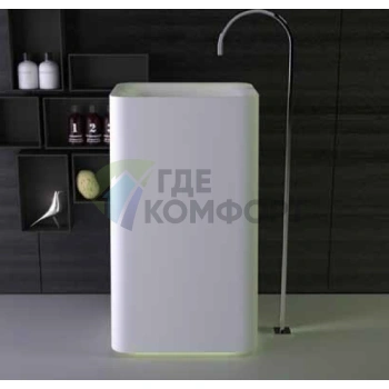 Раковина KNIEF Shine белая матовая с LED подсветкой, 53x43x90 см - фото 1